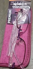 Foster Grant SIMPLY SPECS Daniella Purple PRP 1.25 Rimless Glasses READERS New
