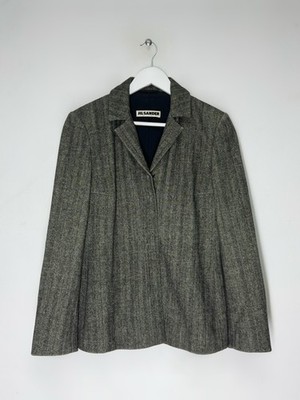 Jil Sander Vintage 90s Wool Herringbone Coat Jacket Women s Rare Luxury Piece