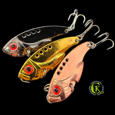 3x 5,5cm Vib Zikade Gold SpinBait Runner Wobbler Zocker Blade Vertikal Zander