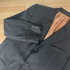 Hugo Boss Blazer Mens Sz 52 Black Striped 100 Wool Sport Coat Suit Jacket