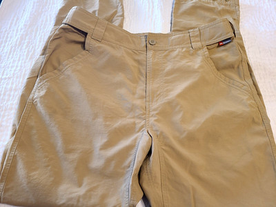 Simms Mens Guide Fishing Pants, lightweight, snap release legs brown sz M