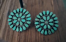 J.L. Dempsey Signed Vintage Zuni Round Cluster Petit Point Earring