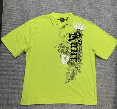 Vintage Kani Gold Polo Shirt XL Grunge Goth Affliction MMA Elite Style Y2K
