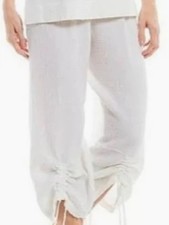 NWT Bryn Walker White Gauze Cropped Wide Leg Ruched Pull-On Pant Size XXL