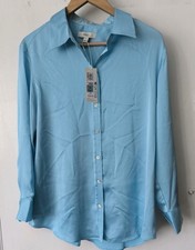 M&S Light turquoise button-down shirt size 14REG classic collar design #MS120TB