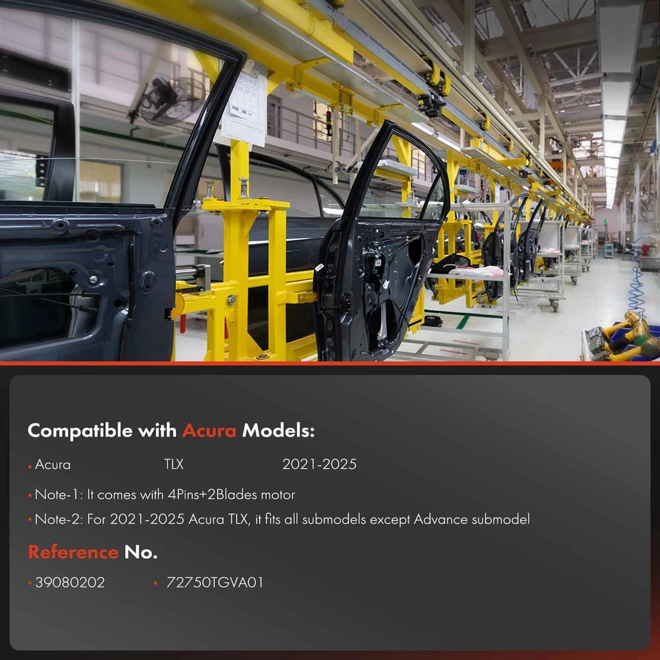 Regulador de ventana eléctrica lateral izquierdo trasero con conjunto de motor para Acura TLX 2021-2025 Foto 3 de 4