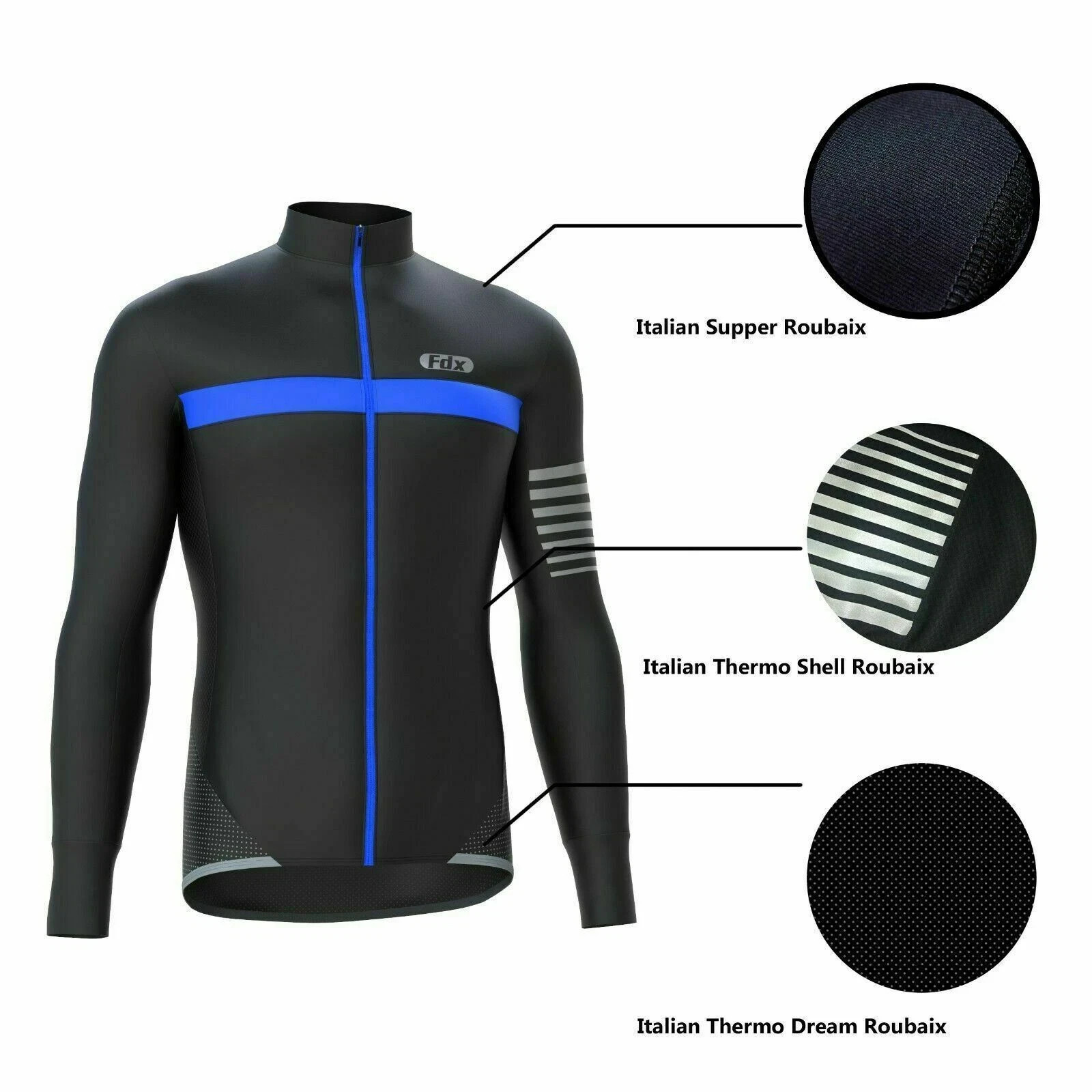 FDX Maglia Ciclismo Uomo "TUTTO IL GIORNO" Manica Lunga Top Termico MTB Giacche Invernali foto 2