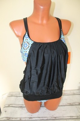 Octopus Tankini M 40/42 B Top Bindeslip Slip Bademode Badeanzug Blumen Träger