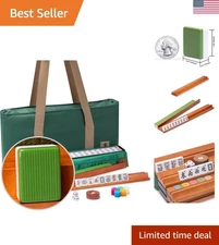 Complete American Mahjong Set with 166 Melamine Tiles and Elegant Green Case