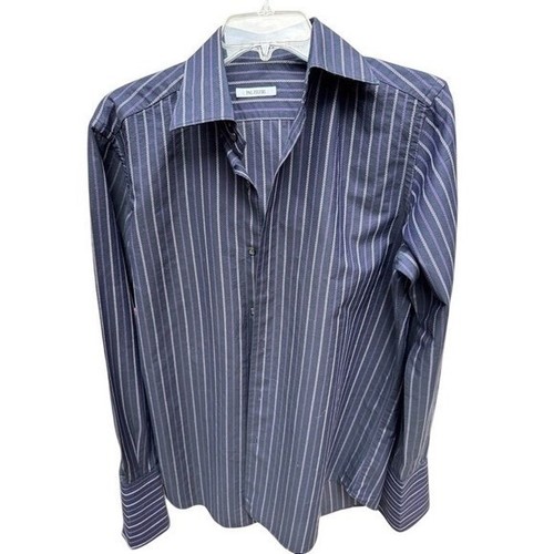 Pal Zileri, PAL ZILERI. Black Dress Shirt w/Purple Pinstripes. Sz-15 1/2-39. Made in Italy.
