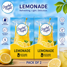 2 PACK - 16 Crystal Light Lemonade Mix Powdered Drink Mix Total 32 Packets