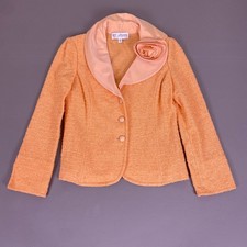 St. John Collection Santana Knit Jacket Size 4 Peach Rosette Shawl Collar Blazer