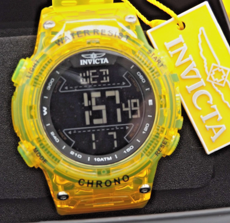 INVICTA "Racing Burnout" Men's 10-ATM Digital Watch Yellow-RUNS!-FREE SHIPPING!