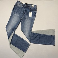 NWT Judy Blue Mid Rise Flare Fit Leg Jeans Inseam Panel JB88524 Med Blue 11 30