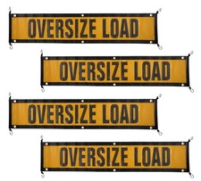 4Pk 12"x60" Mesh Oversize Load Sign Banner for Trucks w/ Bungee Cord