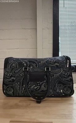 Vera Bradley Black White Paisley Wheeled Rolling Duffel Underseat Bag TSA Lock
