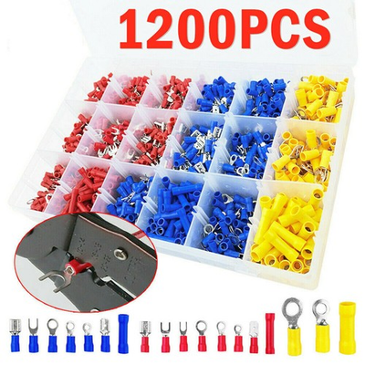 #ad 280 1200Pcs Assortment Insulated Electrical Wire Connectors Crimp Terminals Kit $10.79