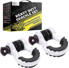 D Ring Shackles 3/4" (2 Pack) - 45,000Ib Max Break Strength With  WHITE-BLACK