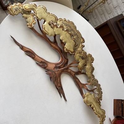 カーティスジェレ作品　カエデの木 VTG 70s Curtis C Jere Brutalist 3D Tree of Life 40 x 20 Brass