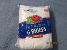 2004 Fruit of the Loom Mens White 6 Briefs Medium M Size 34/36 Sealed Package