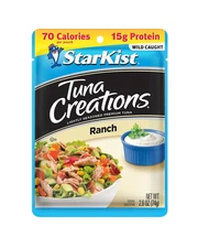 Tuna Creations Ranch, 2.6 Oz Pouch (1 Pack) Ready to Eat Wild Caught Tuna, 15G P
