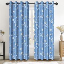 42 x 84 Inch Blue Blackout Kids Curtains for Bedroom Cute Star Print Curtains...