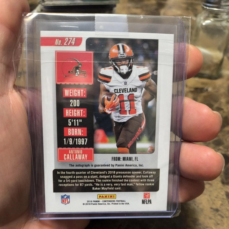 2018 Panini Contenders Autograph Antonio Callaway Cracked Ice Ticket /24 (RC) - Image 2 of 4