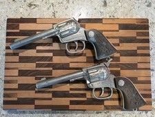 2 Vintage Pony Boy Jr. Diecast Cap Guns Matching Set Western Toy Pistols Lot