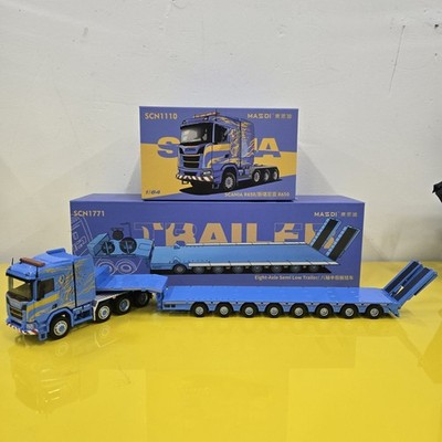 MASDI 1/64 Scania R 650 Blue Cab Semi-Trailer Detachable Set Box IN STOCK
