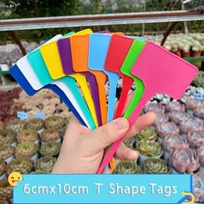 Plastic Plant Labels Garden Marker T Shape Tags 6cmx10cm Paint Pen Mix Colours
