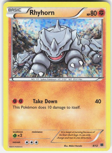 Rhyhorn 008/012 McDonald's Promos 2015 Holofoil Pokemon Moderately Played MP