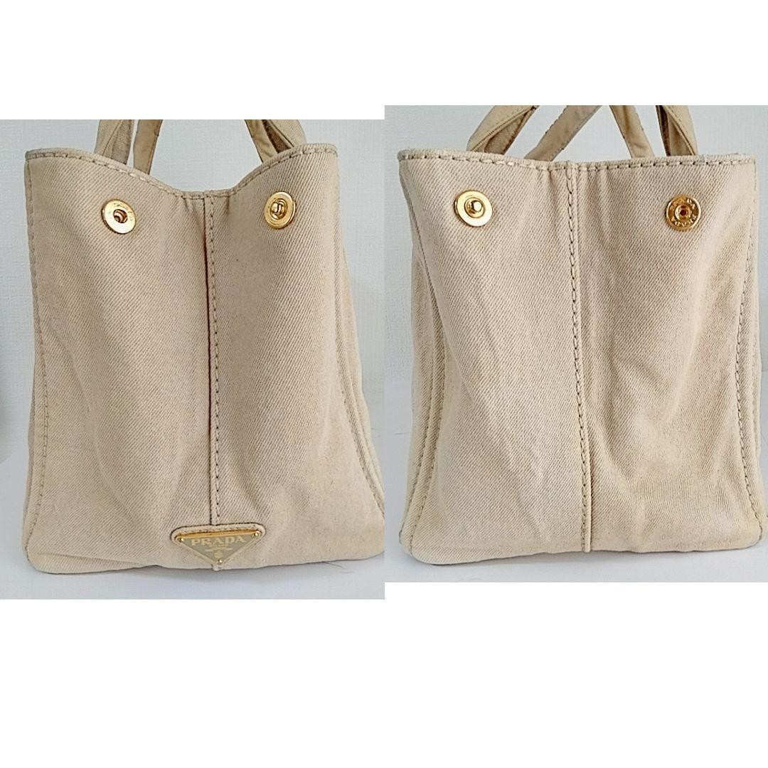 Prada Canapa Tote Bag Beige Canvas Large Vintage Authentic thumbnail 10