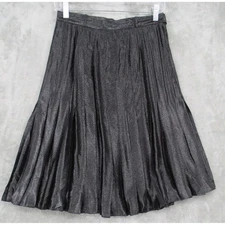 JLS Scherrer Boutique Skirt Womens Small Metallic Pleated Midi Evening Event