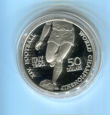 Niue 50 Dollars Fu&szlig;ball WM Italien 1990 Silber PP (M11807)