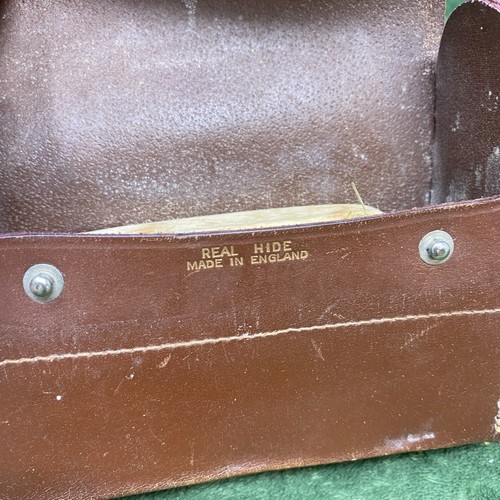 Vintage Real Hide Leather Travel Brush Case Monogrammed CTH Made in England - Foto 6 di 6