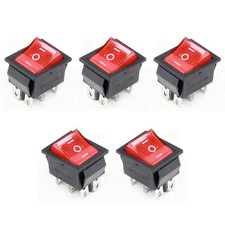 5Pack Rocker Switch 6 Pin 3 Position 20A/125V 15A/250V ON/Off/ON DPDT Boat Ro...