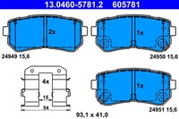 Hinterachse ATE 13.0460-5781.2 Bremsbelagsatz, Scheibenbremse FüR Hyundai,Kia