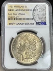 1921 Morgan Silver Dollar NGC Brilliant Uncirculated - 100th Anniversary Label