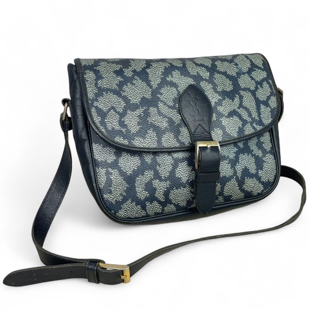 Borsa a tracolla Yves Saint Laurent ottime condizioni modello giraffa pelle navy