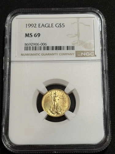 1992 $5 American Gold Eagle 1/10 oz NGC MS69 Gold Coin