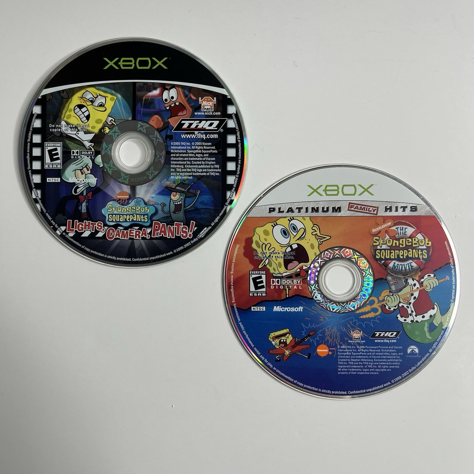 Bob Esponja Pantalones Cuadrados La Película y Luces, Cámara, Pantalones! Disco Xbox solo probado