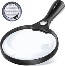 Large Magnifying Glass with Light 10X 20X 45X Illuminated Handheld Magnifier