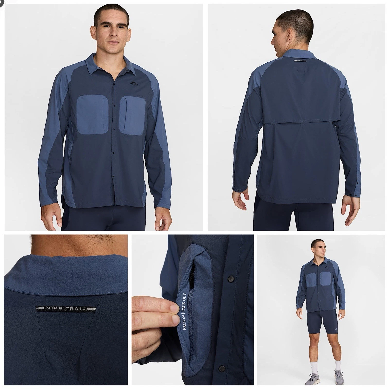 Nike Trail Dri-FIT ADV UV Running Shirt Jacket Sz Large $120 Blue HJ5079-437