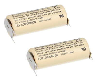 2x FDK Lithium 3V Batterie CR 17450 SE-FT1 A - Zelle Print 2/1 ++/-