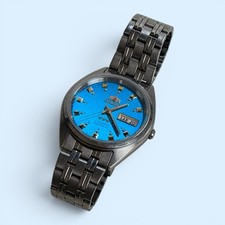 Orient Three Star Automatic Watch Japan Sky Blue Dial Mens 21 Jewels AB00-C0-A