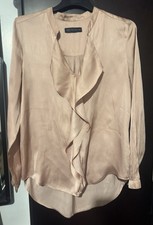 Shiny Satin Blouse Size 14 M&S Long Sleeve Floaty