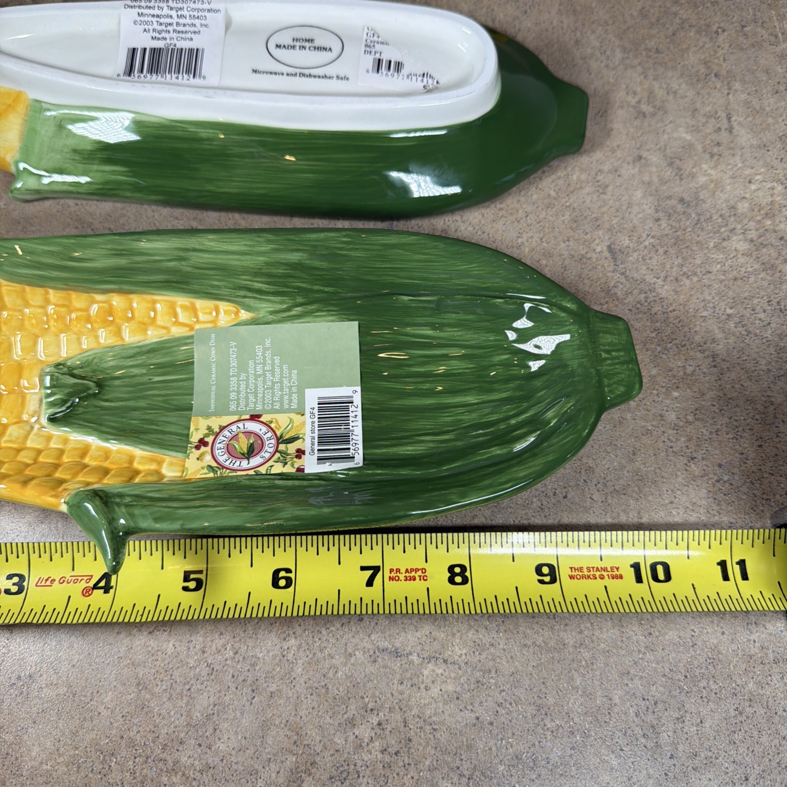 Vintage Set of 3 Individual Corn on the Cob Dishes Holder Ceramic 2003 NOS