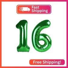 40 Inch Green Number 16 Balloons Foil Digital Helium Number Balloons