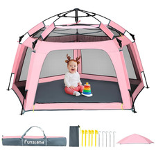 Baby Playpen Pop-Up Tent - Outdoor Indoor Play Tent for Beach with Canopy Trav
