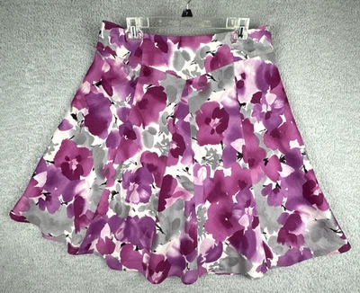 Allison Taylor Womens Floral Linen Colorful Skirt 12 Purple Pink White Lined Y2K - Image 1 of 4